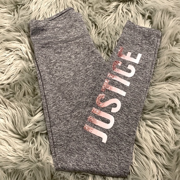Justice Other - Justice Gray Blush Sparkle Logo Leggings Size 12